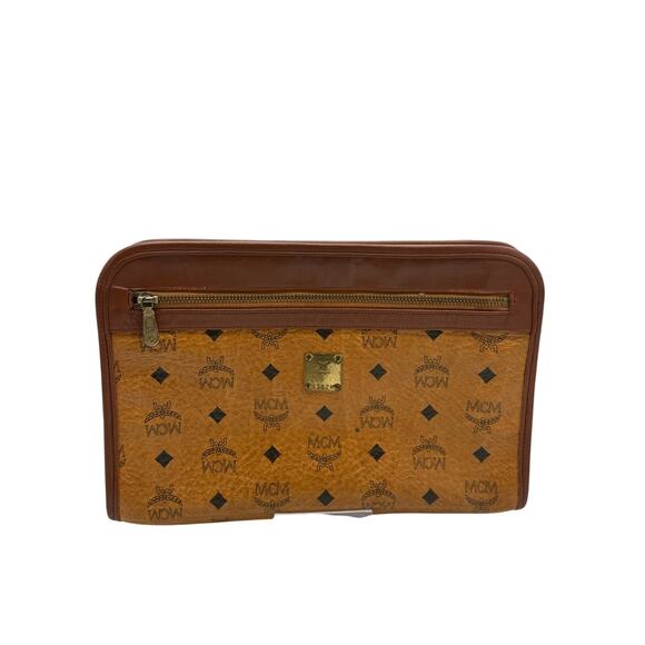 MCM Visetos Heritage Zip Pouch*Cognac canvas & Leather*Made in Germany*COA - Picture 1 of 16